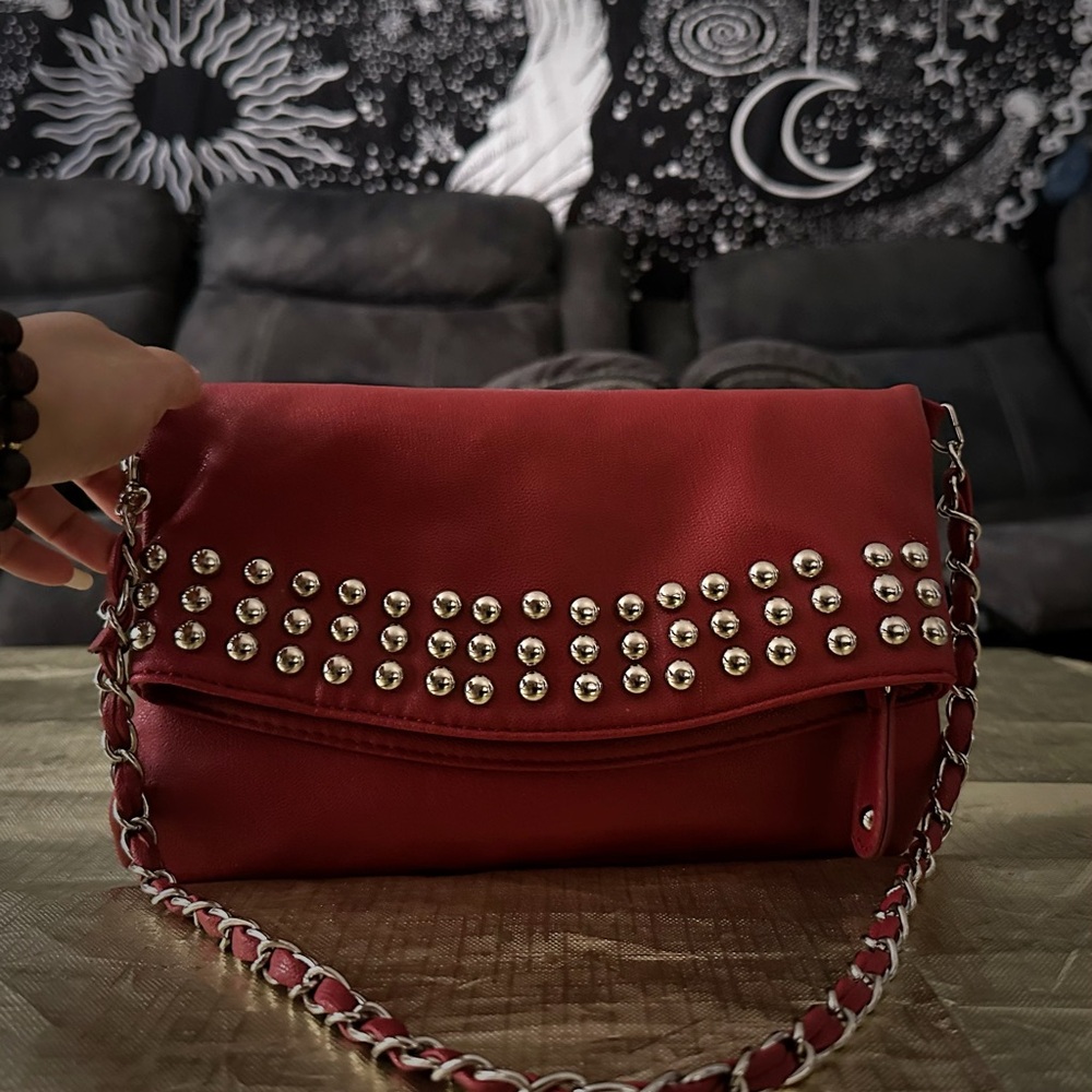 Elegant Red Studded Clutch - Picture 10 of 16